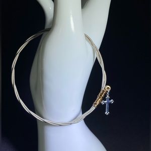 Guitar String and Cross Bracelet